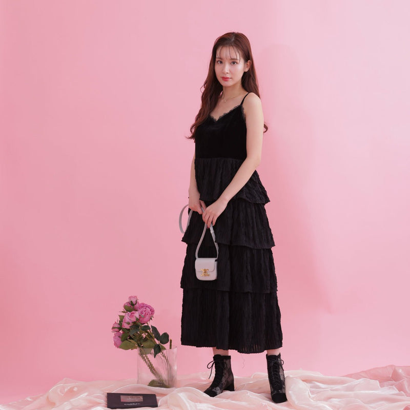 Tiered Velour Dress - MAISON MARBLE